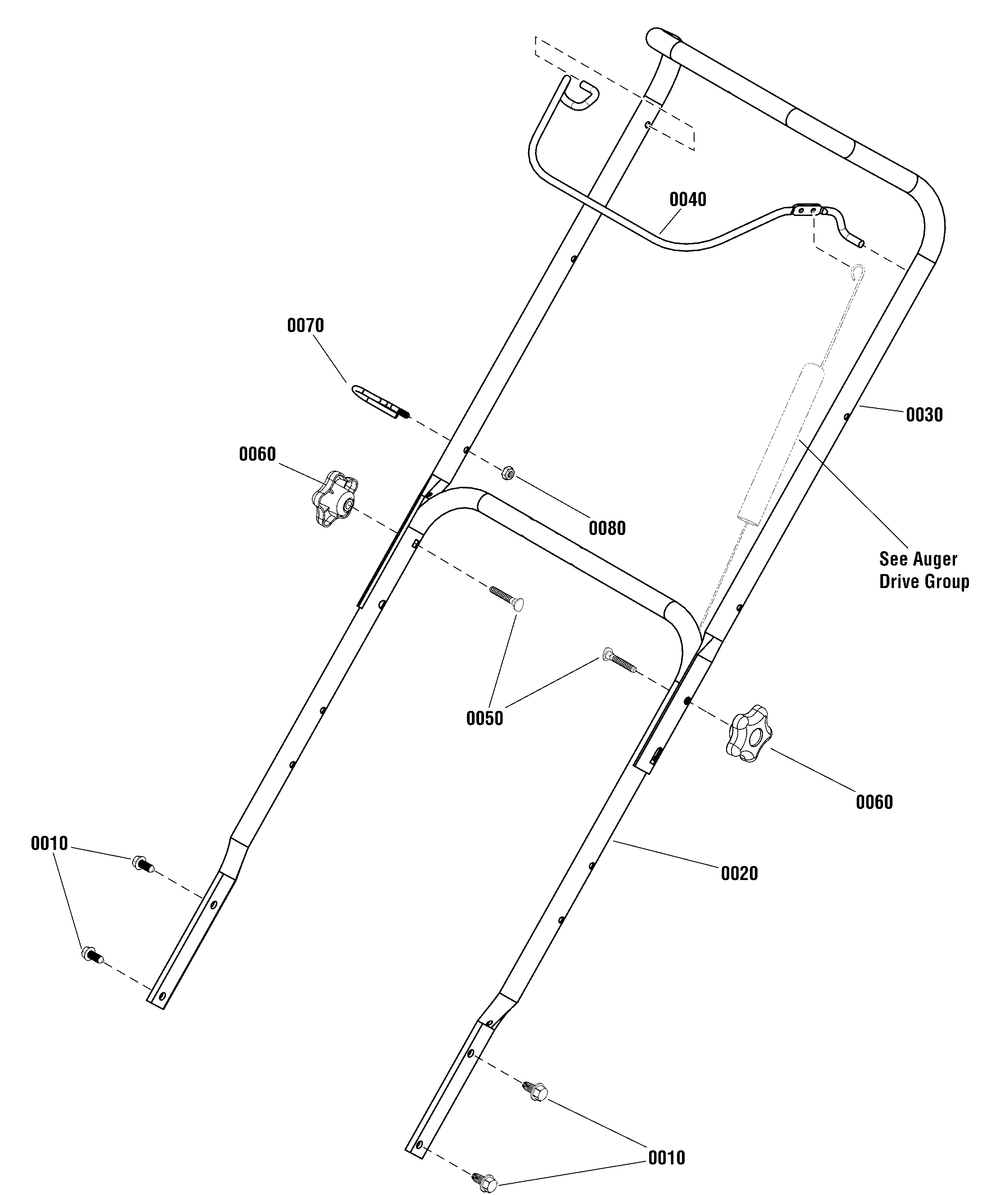 Handles And Controls Group - Electric Diagram and Parts List for 1696741-00-1222EE 2017 Briggs and Stratton Snow Blower